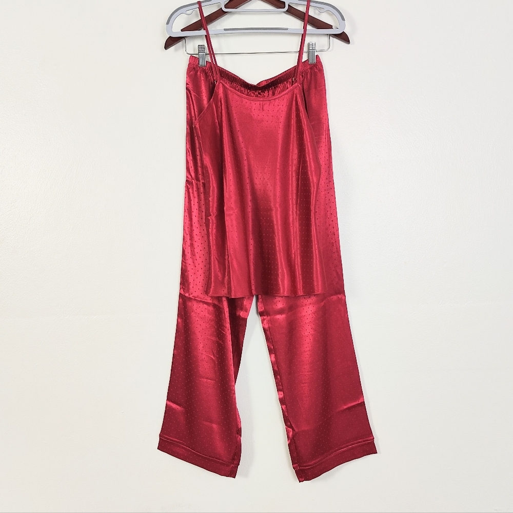 Red Matching Pajama Set Size Small Cami Pants Silky Sleepwear Cozy Chic Feminine